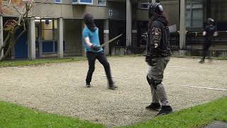 Arming Sword Sparring  Moxie vs Chris  White Rose Historical Fencing [upl. by Ardnauqal753]