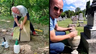 Why This Man Cleans Cemetery Headstones on TikTok [upl. by Ettigdirb]