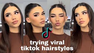 Trying 10 Viral TikTok Hairstyles [upl. by Haleak]