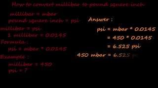 how to convert millibar to psi  pressure converter [upl. by Luapsemaj421]