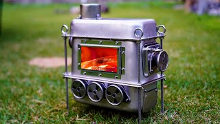 Homemade Mini Wood Stove for Camping  Rear Secondary Air Intake Hot Tent Stove  MXStove Project [upl. by Iormina]