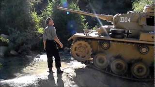 The Panzer III and the Halftrack Cross a Creek [upl. by Kcim]