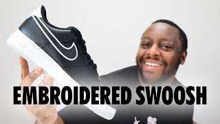 Air Force 1 Embroidered Swoosh Black On Foot Sneaker Review QuickSchopes 498 Schopes FJ4211 001 [upl. by Eednim241]