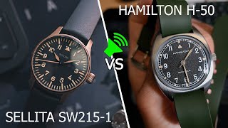 Hand winding Stowa Flieger Bronze Vintage 36 vs Hamilton Khaki Pilot Pioneer Mechanical [upl. by Akinyt]