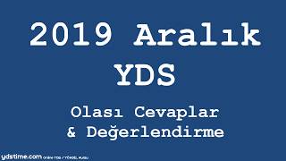 2019 Aralık YDS  Olası Cevaplar İlk 16 soru [upl. by Slavic]