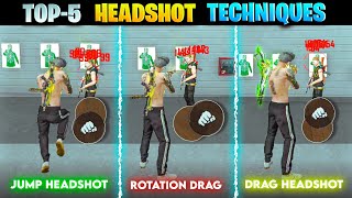 TOP5 HEADSHOT TECHNIQUES IN FREE FIRE  FREE FIRE ALL HEADSHOT TECHNIQUES ⚙️ [upl. by Ydarg189]