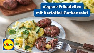 Vegane Frikadellen mit KartoffelGurkensalat  Greenforce Frikadellen  Lidl Kochen [upl. by Yrgoerg]