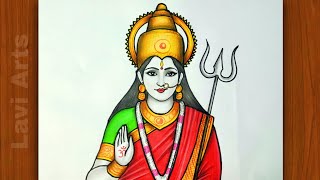 Happy Navratri  How to draw durga maa  Navratri drawing  Maa durga drawing  Lavi arts [upl. by Refinne]