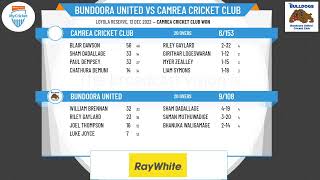 North Region Senior T20  Rd3  Bundoora United v Camrea Cricket Club [upl. by Nylrahc]