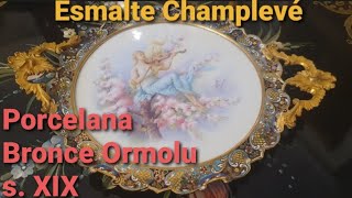 Esmalte Champlevé Placa de porcelana estilo Sevres en bronce ormolu con esmalte champlevé s XIX [upl. by Pega]