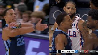 Desmond Bane points gun at Caleb Martin for his celly then Martin has words for Bane [upl. by Yldarb]