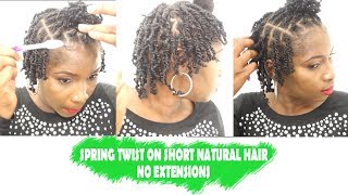 MINI TWIST ON 4C HAIR  HOW TO SPRING TWIST SHORT 4C NATURAL HAIR WITHOUT NO EXTENSION  SHAKEIRA C [upl. by Arerrac]