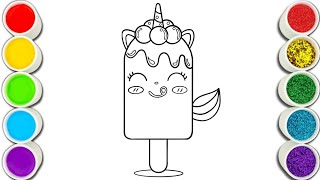 Unicorn Ice Cream Easy and Beautiful drawing easy with colours [upl. by Delly]