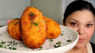 PAPAS RELLENAS  Crispy Stuffed Potatoes Recipe [upl. by Einna315]