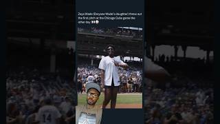 Zaya Wade pitches the first ball at the Chicago Cubs game [upl. by Sinegold]