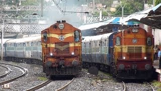 Chennai Express overtakes KarjatPune shuttle at Chinchwad [upl. by Gussman]