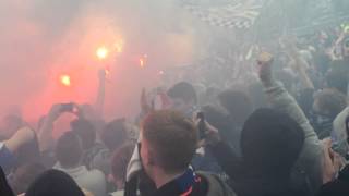 Relegation 2015  KSC  HSV Pyroshow Gästeblock [upl. by Nitsir898]