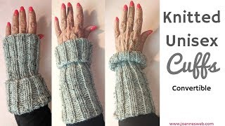 Knitted Unisex Gloves Convertible  Knitting Ribbing Sleeves [upl. by Seeto792]