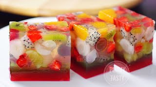 วุ้นผลไม้สด Agar Jelly Fruit Cake Recipe [upl. by Bright963]