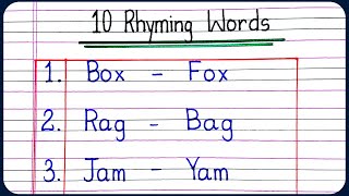 10 rhyming words in english for kids  10 Rhyming Words in English  Rhyming words [upl. by Sherburn]