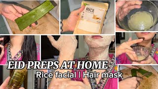 facial at home  rice facial  Hair mask  EID PREPS AT HOME [upl. by Mikes550]