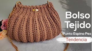 🔥BOLSO TEJIDO punto espina de pez Modelo en TENDENCIA paso a paso [upl. by Territus36]