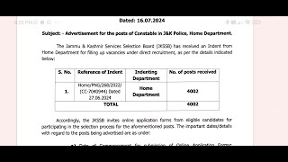 JKP Constable Recruitment 2024  Official Notification Out by JKSSB 🔥🔥 All Details step by step ✅ [upl. by Adnuahsar40]