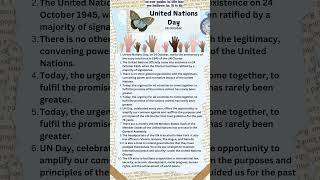 United Nations Day  United Nations Day Significance  History of United Nations Day  UN Day speech [upl. by Adas500]