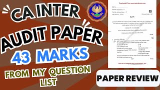 CA Inter Audit Paper 43 Marks From My Important Question List ICAI Audit Paper Review [upl. by Imefulo]