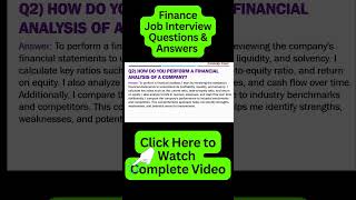 Financial Analysis  Finance Interview Questions and Answers [upl. by Vladimir71]