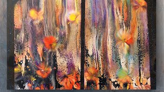 Acrylic Pouring on wooden cradle board3D effect Fantasy Garden look stunning 🤩 Fluid art [upl. by Anoyet]