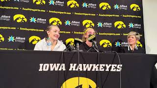 Kylie Feuerbach Lucy Olsen talk after Iowa women’s basketball opening win vs Northern Illinois [upl. by Brucie216]