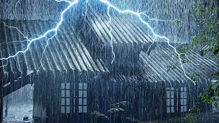 Beat Stress amp Goodbye Insomnia in 3 Minutes with Heavy Rain Thunder Sounds on a Tin Roof at Night [upl. by Bord]