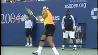 Roddick 141 mph serve to Nadals face [upl. by Relyat]