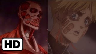 Armin Colossal Titan Transform HD アルミン 超大型巨人  Attack on Titan Season 4 Episode 7 [upl. by Austreng810]