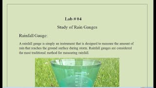 Rainfall And Rainfall Measurement  Study Of Rain Gauges [upl. by Wenger867]