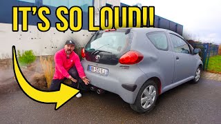 Supercharging Worlds CHEAPEST Toyota Aygo Part 1  The CHEAPEST Exhaust [upl. by Ahsieket]