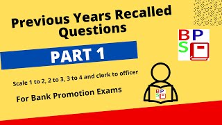 Previous Years Recalled Questions Part 1 for Bank Promotion Study bankpromotion bankpromotionexam [upl. by Ahsieken]