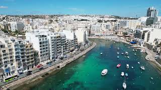 St Julians Bay Malta Drone Footage with Contemporary Violin Soundtrack [upl. by Syd]