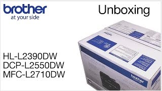 Unboxing the MFCL2710DW DCPL2550DW or HLL2390DW  Brother laser printer [upl. by Rodina]