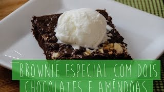 Brownie especial com dois chocolates e amêndoas  Receita do CozinhandoPara2ou1com [upl. by Ecyoj]