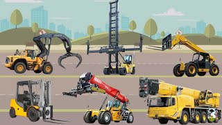 ALAT BERAT MATERIAL HANDLING  Mobile Crane Log Handler Reach Stacker Container Handler Forklift [upl. by Asert722]