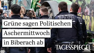 Cem Özdemir verurteilt Aktion in Biberach Grüne sagen Politischen Aschermittwoch ab Bauernproteste [upl. by Hpeseoj]