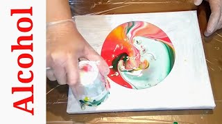 Acrylic pouring Alcohol instead of Silicone What will happen Big fail Fluid Art [upl. by Rodablas]