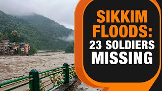 Sikkim Flash Flood 23 Army Personnel Missing After Glacial Lake Bursts  News9 [upl. by Tfat614]