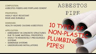 10 Types of NonPlastic Plumbing Pipes PLUMBING PIPES [upl. by Enaitsirhc]