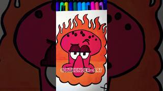 Drawing Fire Squidward With Posca Markers 🔥shorts art [upl. by Auhsej]