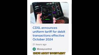 CDSL introduces uniform tariff for debit transactionsCDSLstock [upl. by Ilagam]