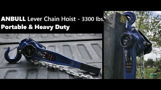 ANBULL Lever Chain Hoist 3300LBS 10FT 1 5T 3M Manual Ratchet Chain Puller Hoist With Portable Hooks [upl. by Tibbs]