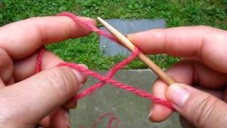 2009 0819 lighter circular caston two similar ways knitting [upl. by Aynnek701]